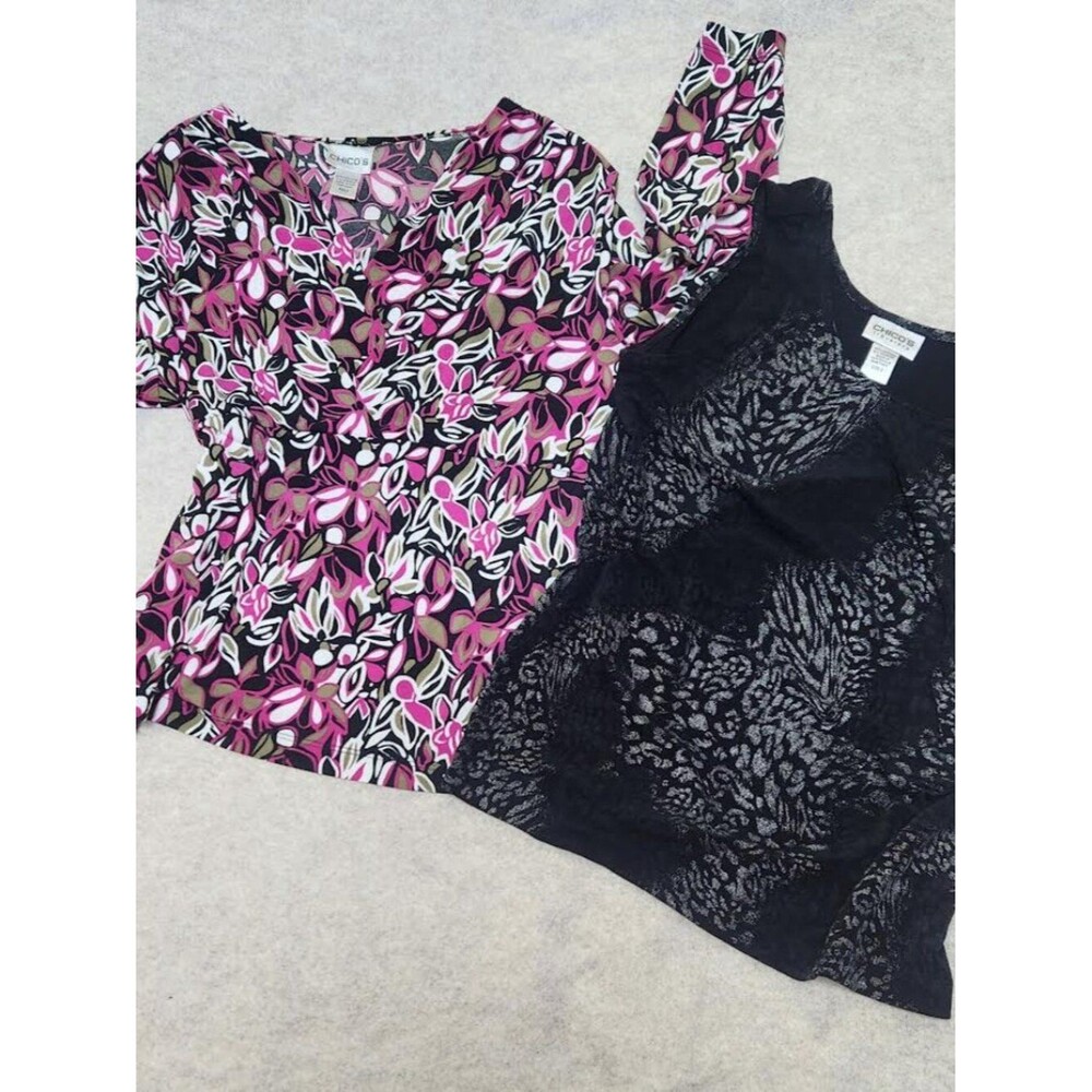 Chico's Women's 2 Top Bundle Size 2 or Large Retro Boho Hippie